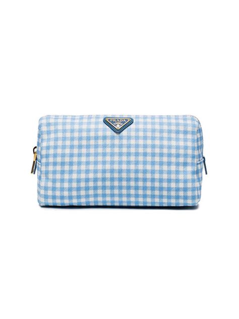 prada gingham cosmetic case|PRADA Canapa St Vichy Gingham Cosmetic Pouch Baltico.